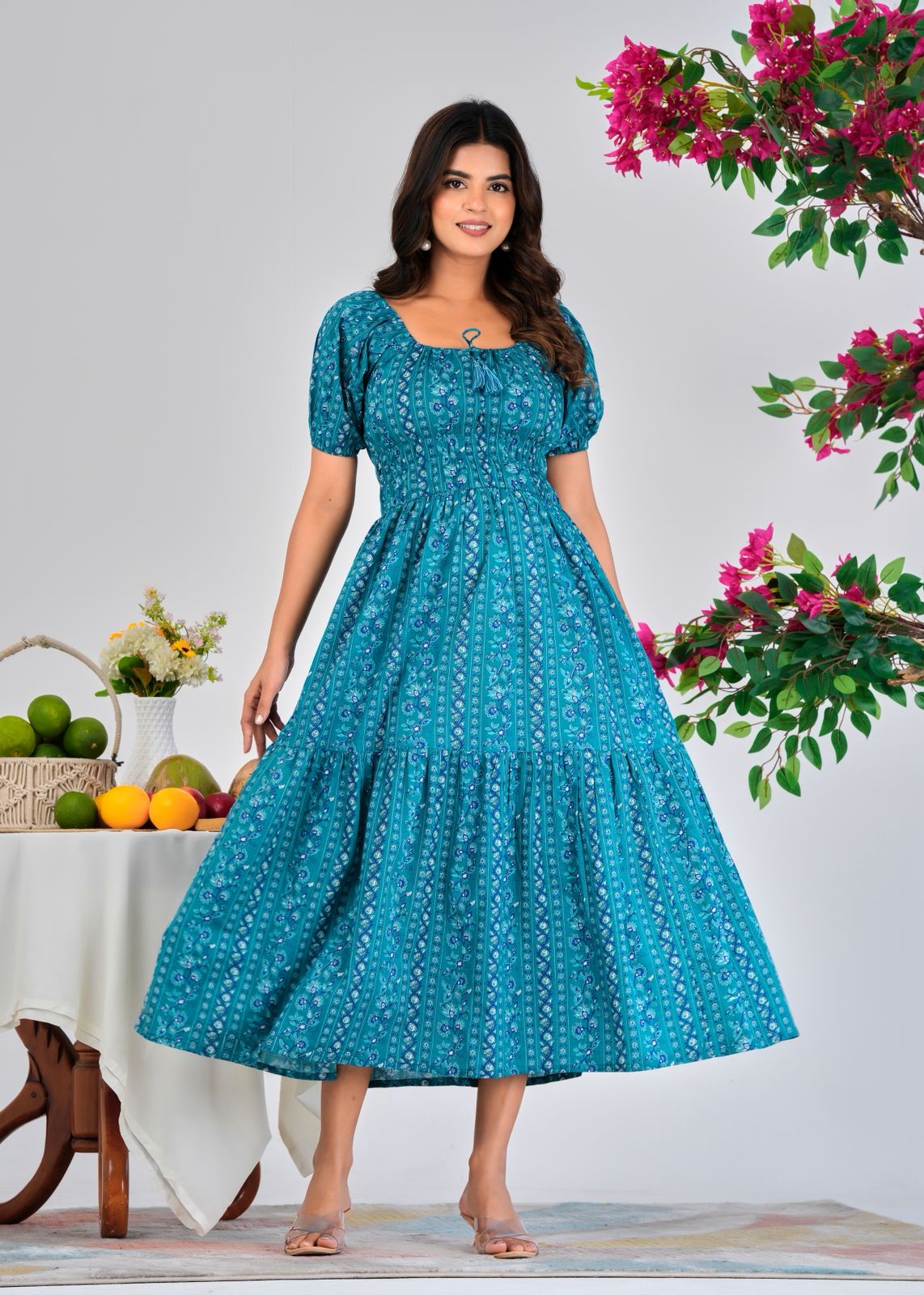 Dark Teal Trail Cotton Dress