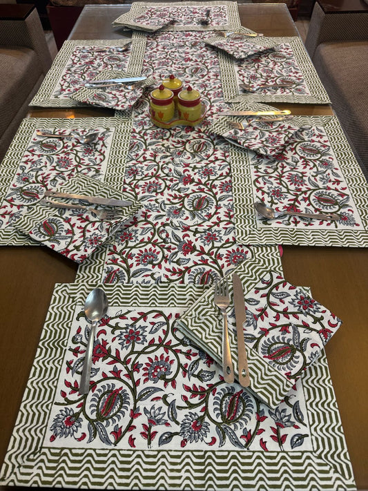 Hand Block Printed Dining Mat Set