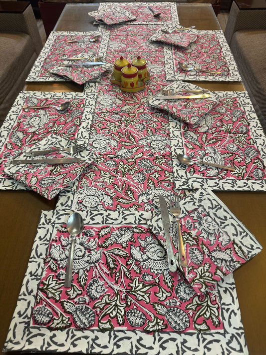 Hand Block Printed Dining Mat Set