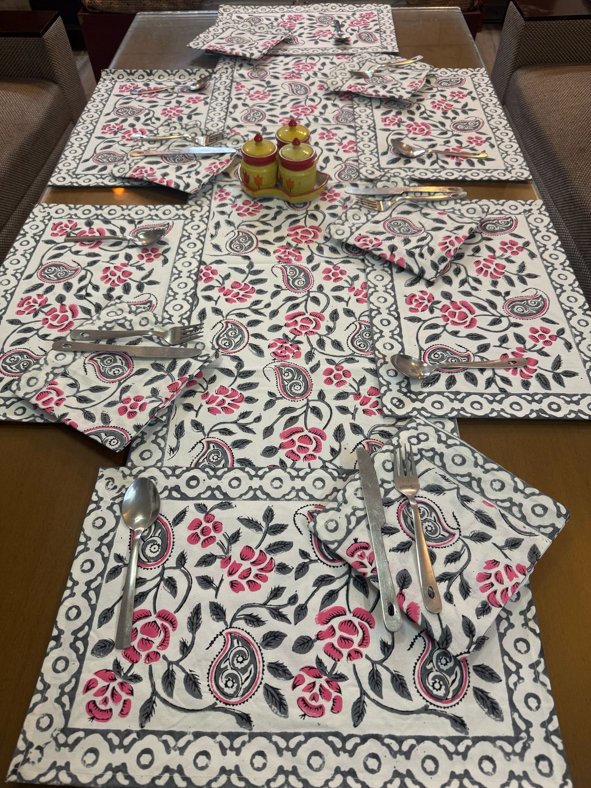Hand Block Printed Dining Mat Set