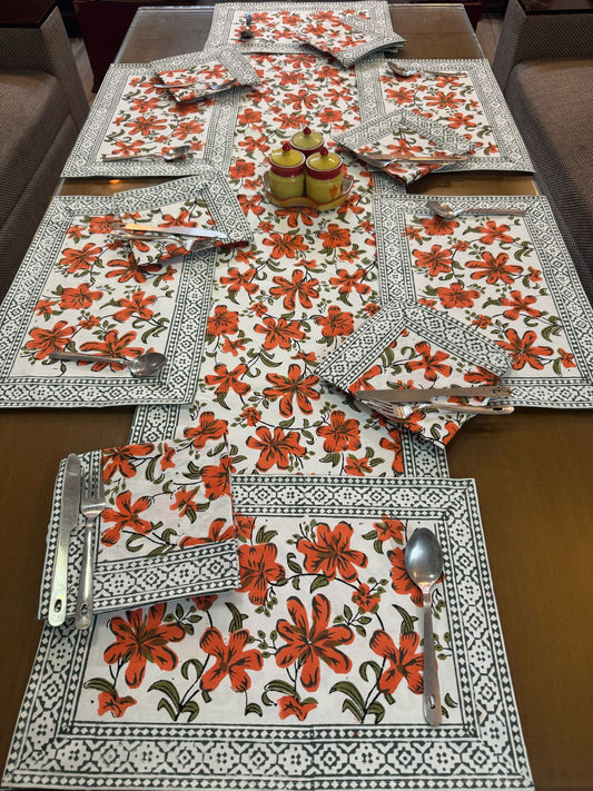 Hand Block Printed Dining Mat Set