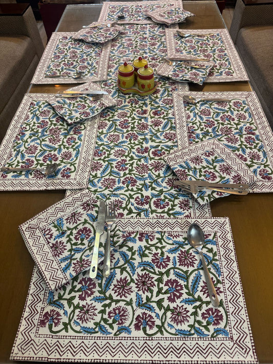 Hand Block Printed Dining Mat Set