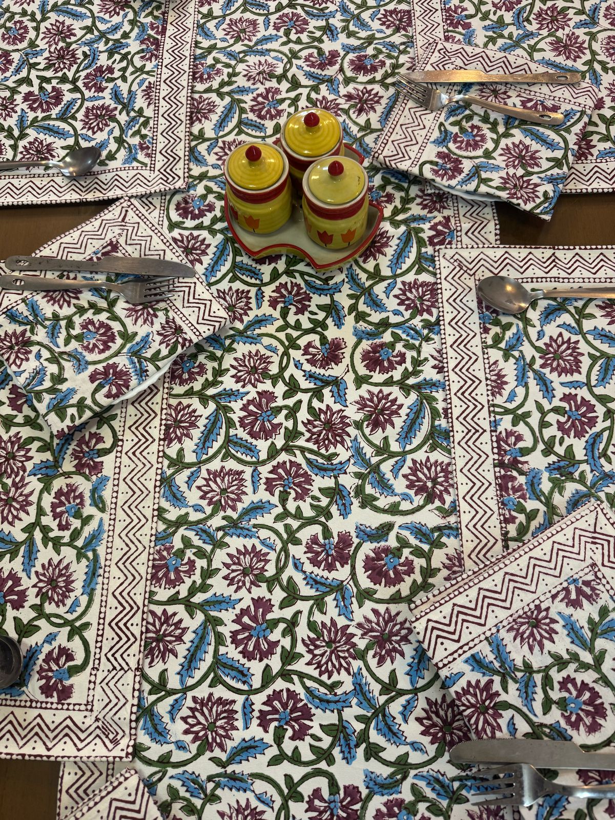 Hand Block Printed Dining Mat Set