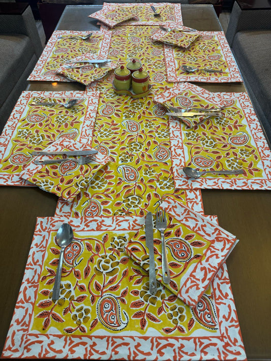 Hand Block Printed Dining Mat Set