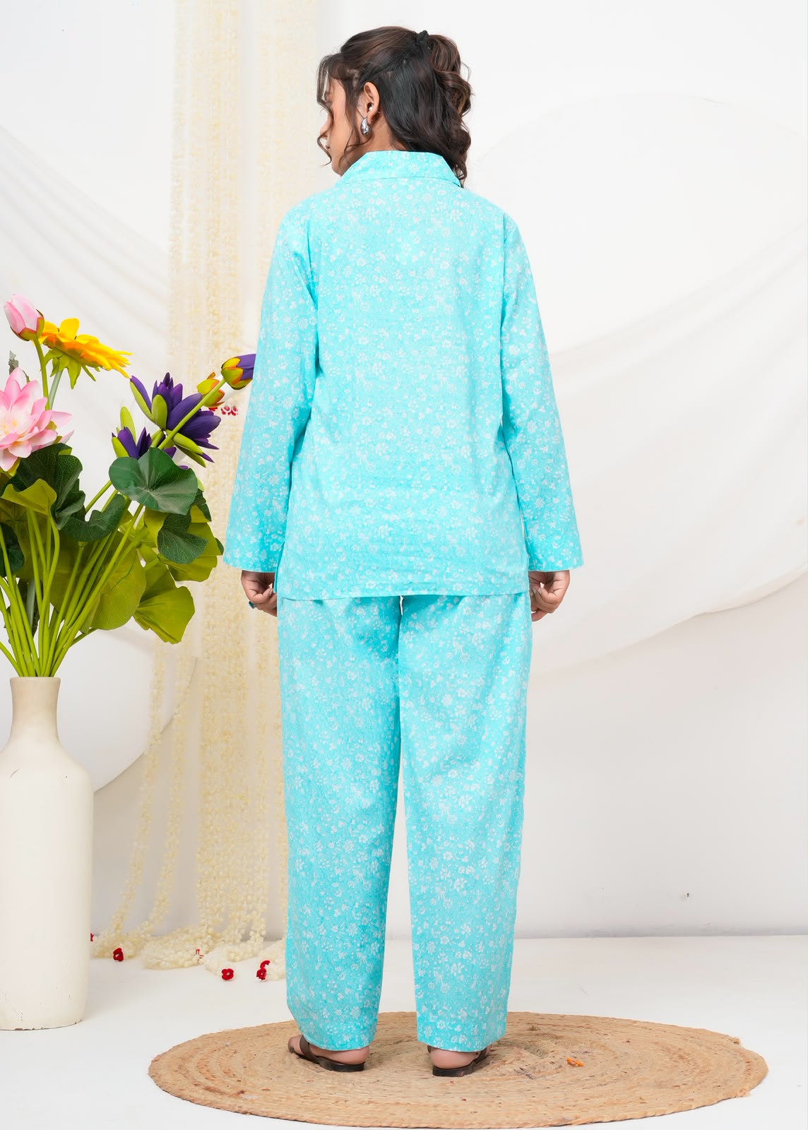 Cotton Printed Collar Night Suit