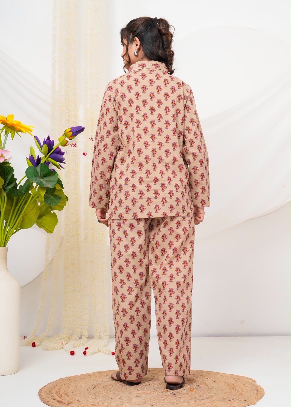 Cotton Printed Collar Night Suit