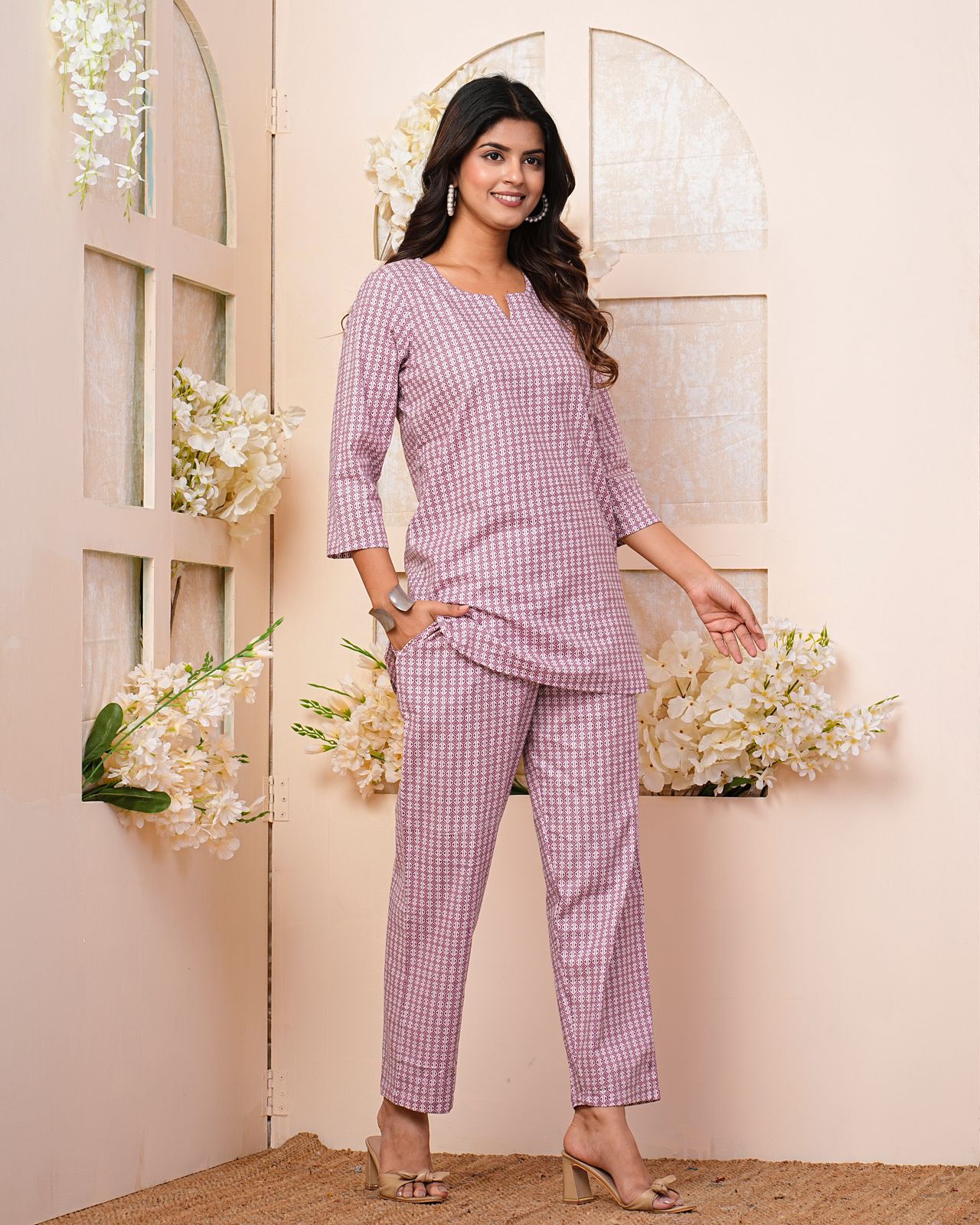 cotton printed night suit set