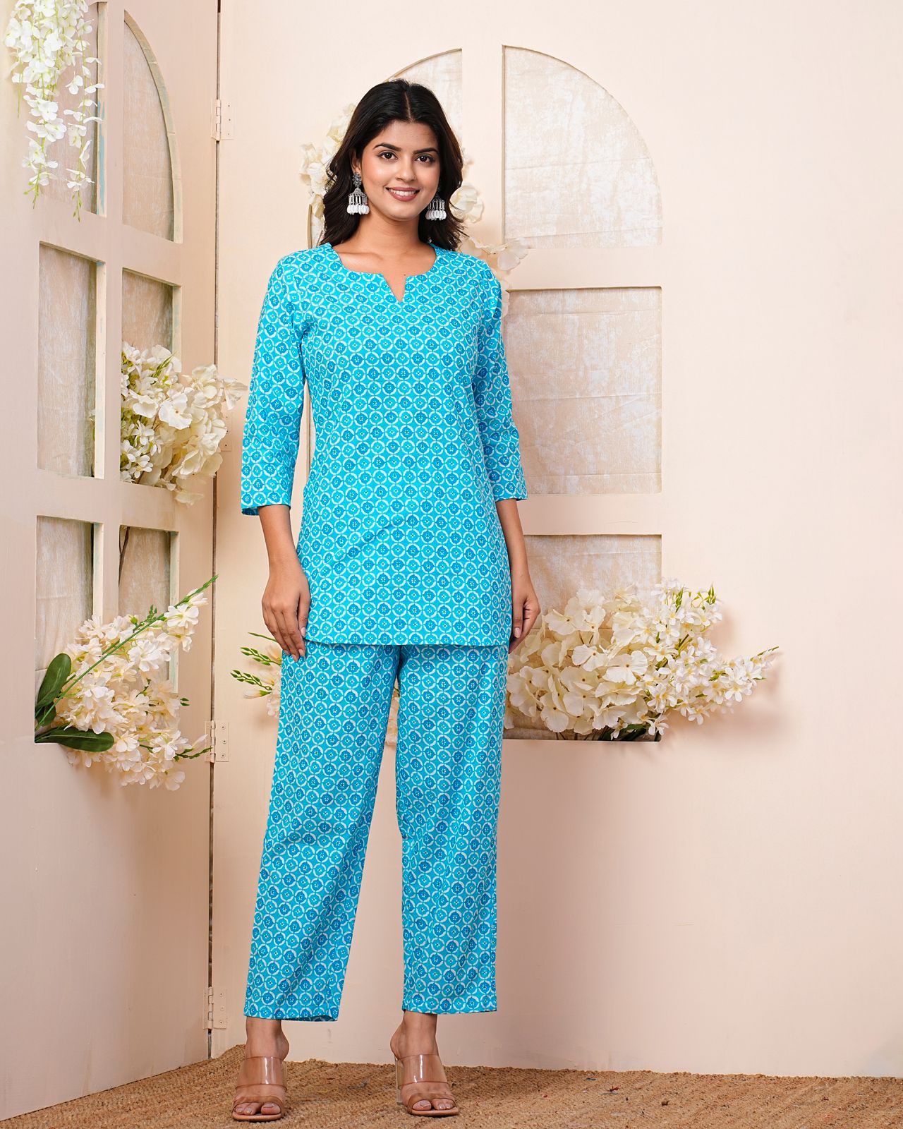 cotton printed night suit set