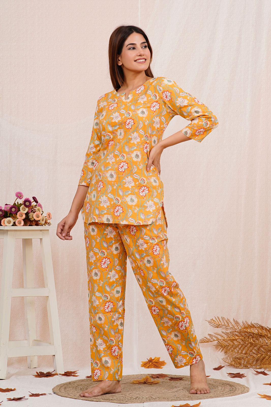 cotton printed night suit set