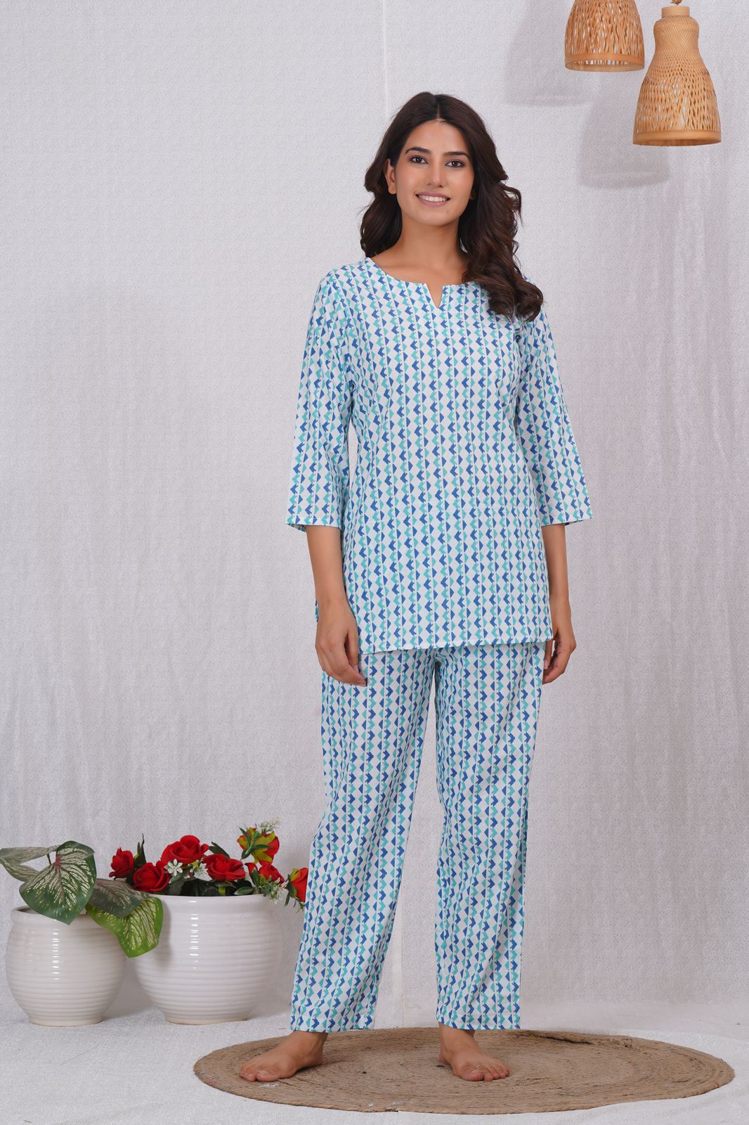 cotton printed night suit set