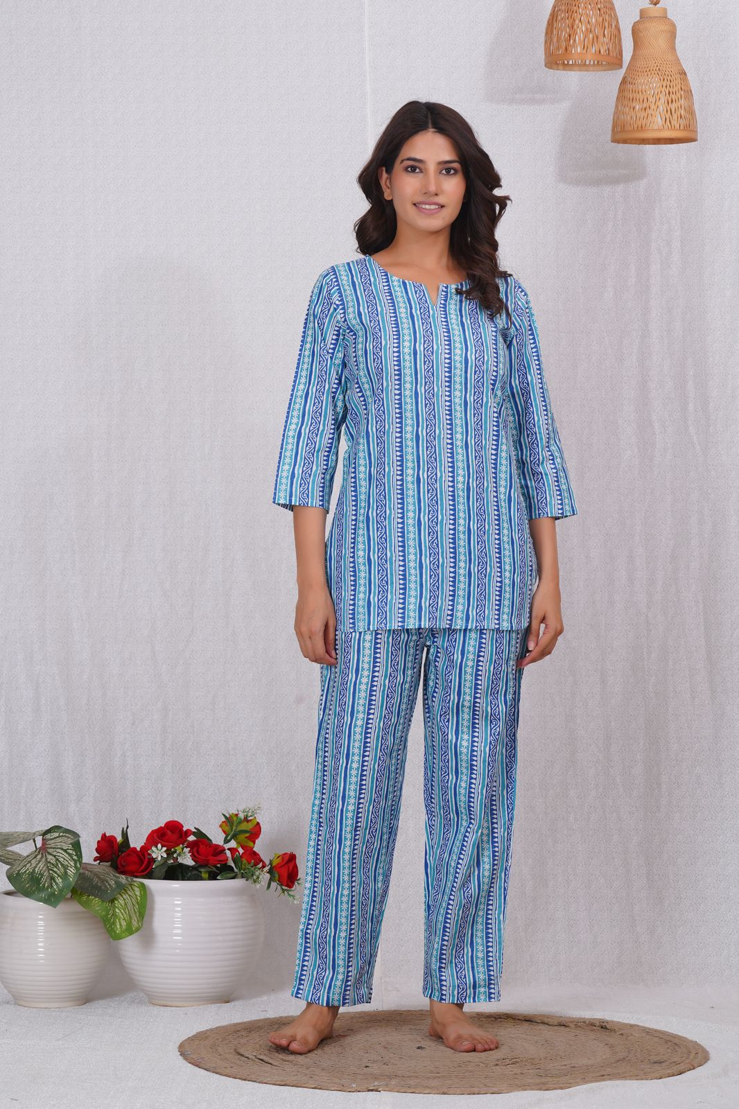 cotton printed night suit set