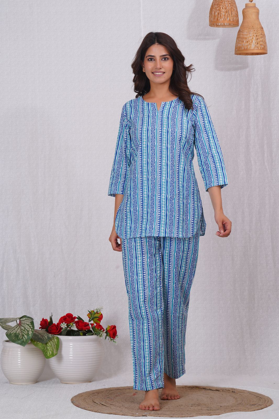 cotton printed night suit set