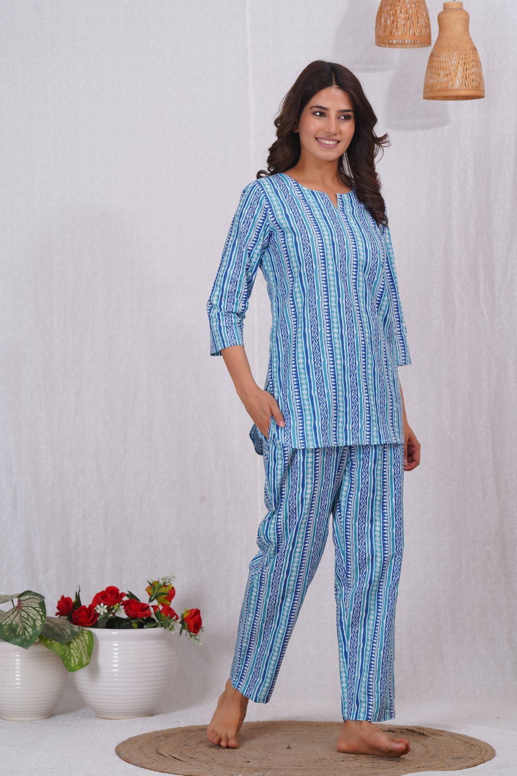 cotton printed night suit set
