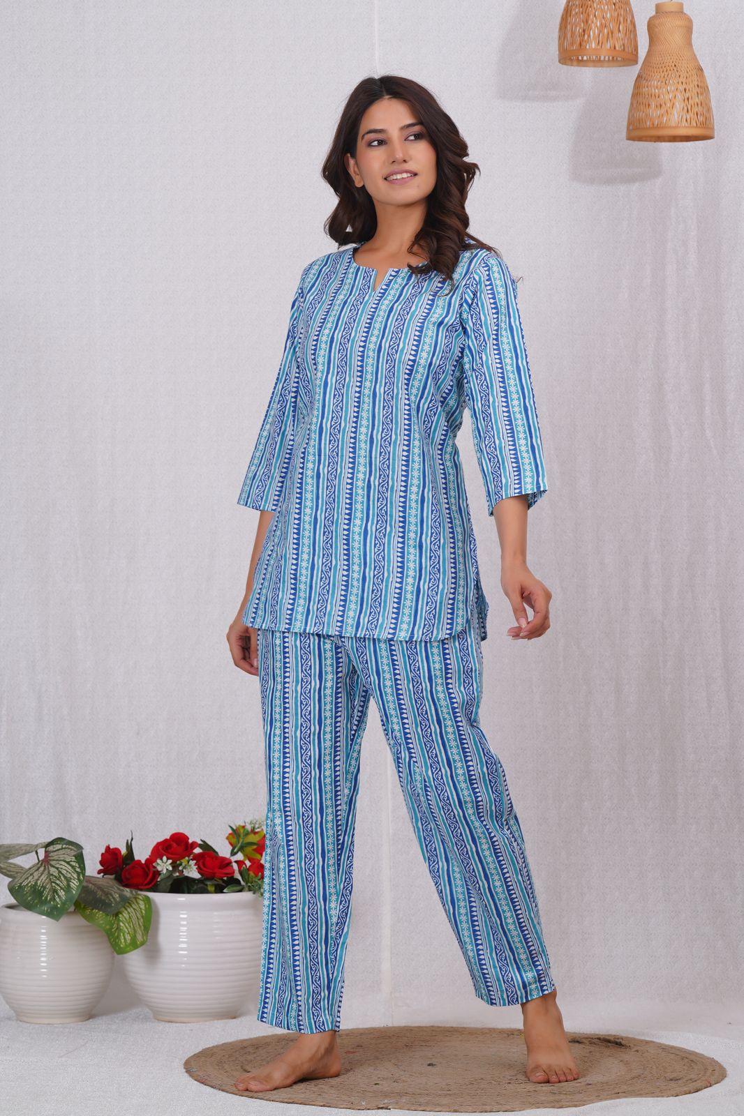 cotton printed night suit set