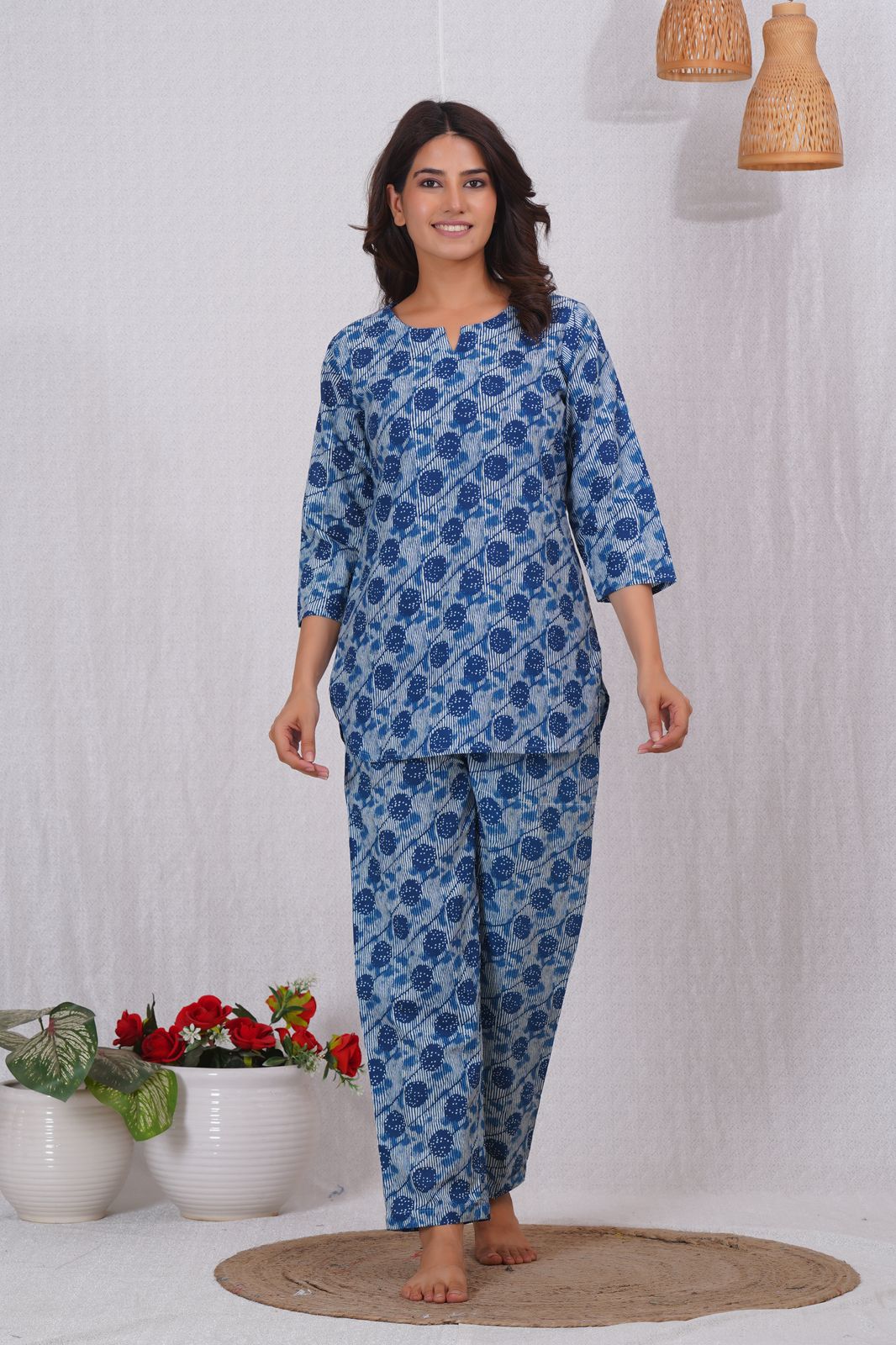 cotton printed night suit set