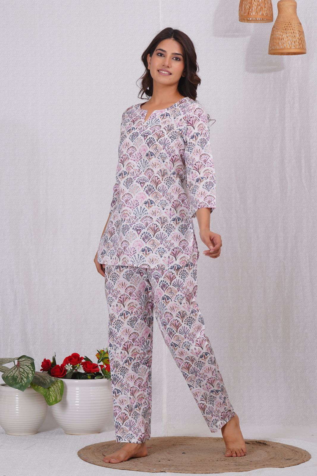 cotton printed night suit set