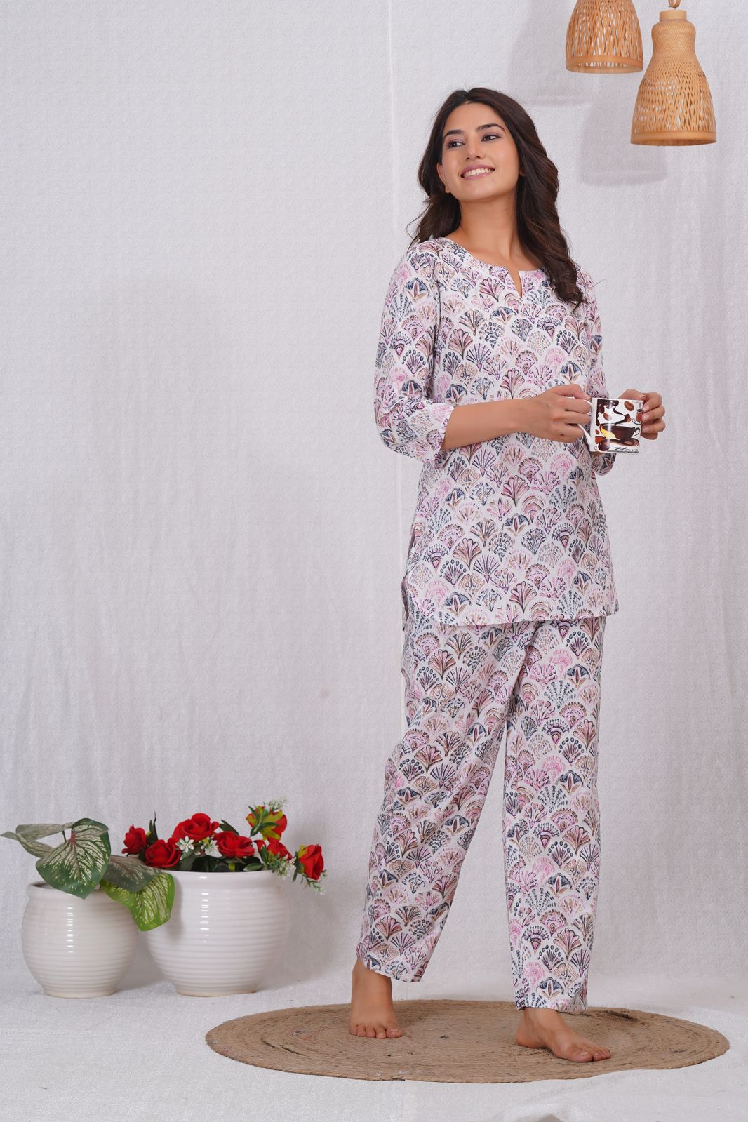 cotton printed night suit set