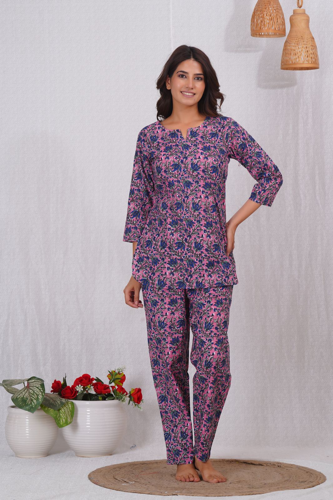 cotton printed night suit set