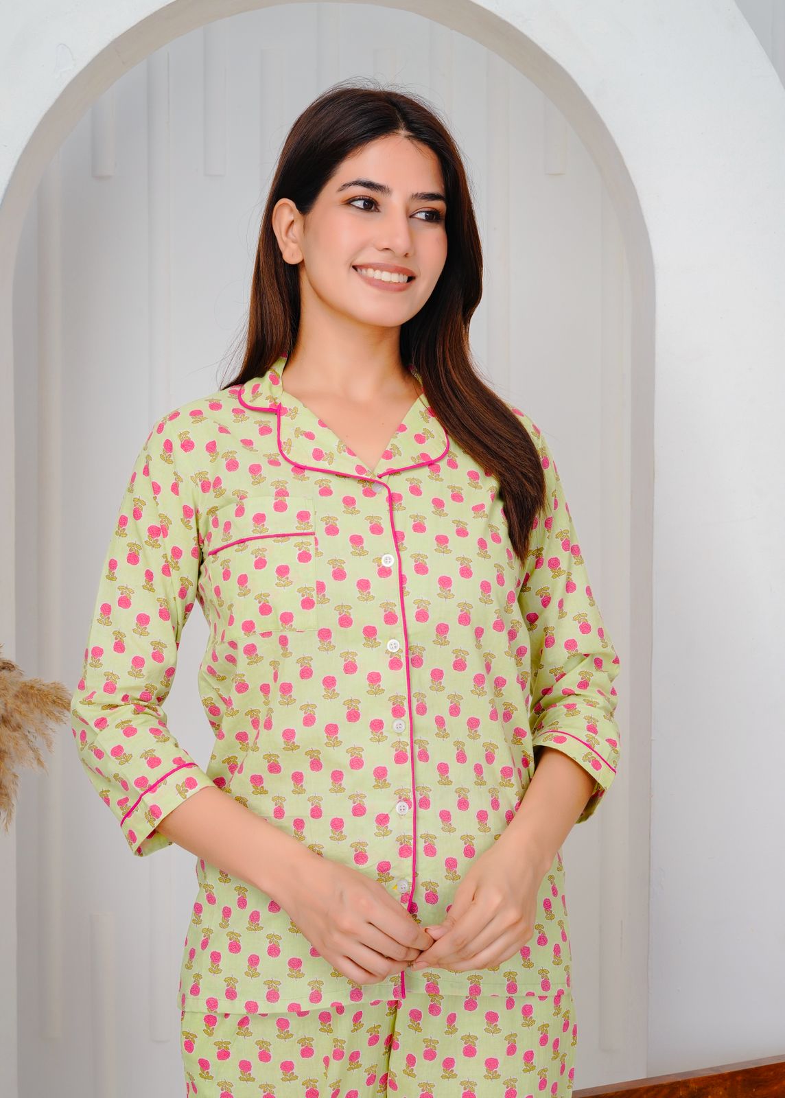 cotton printed night suit set