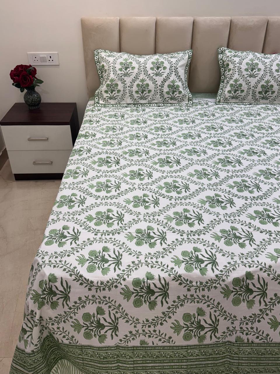 Percale Cotton Fresh Fern Double Bedsheet