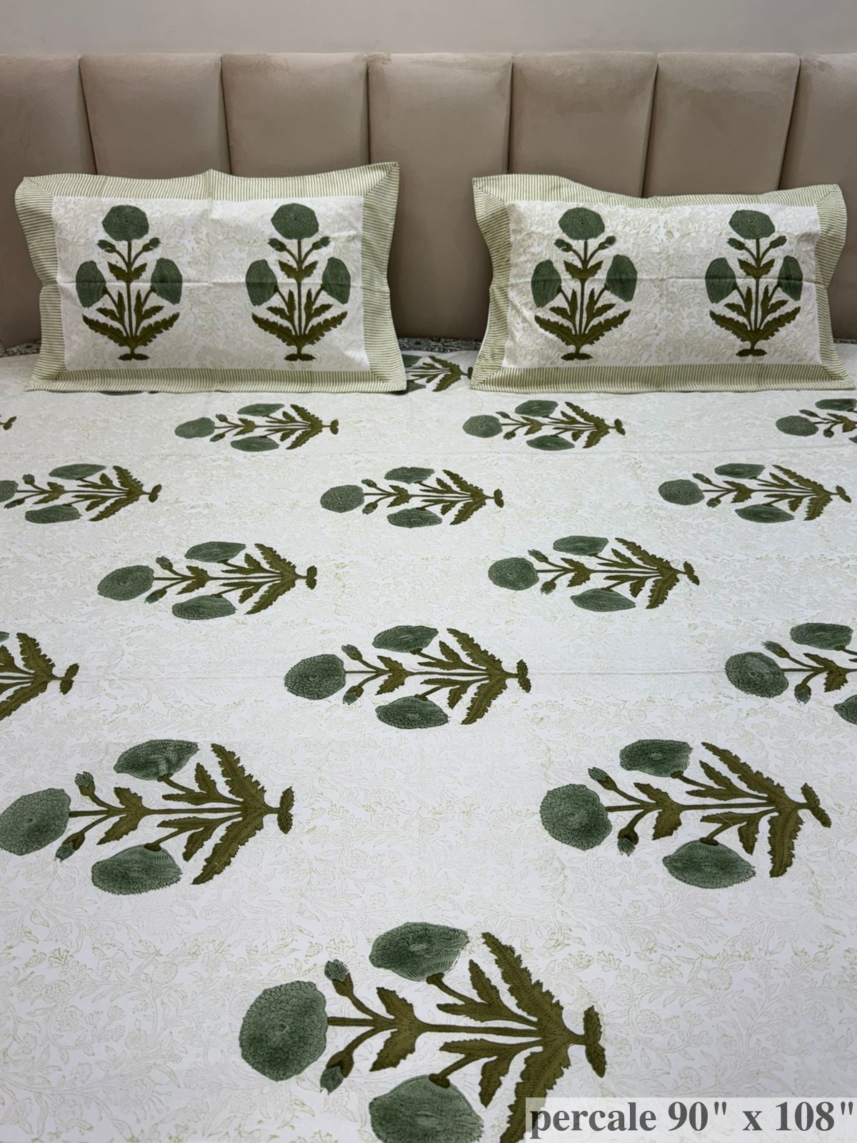 Emerald Green Boota Percale Double Bedsheet