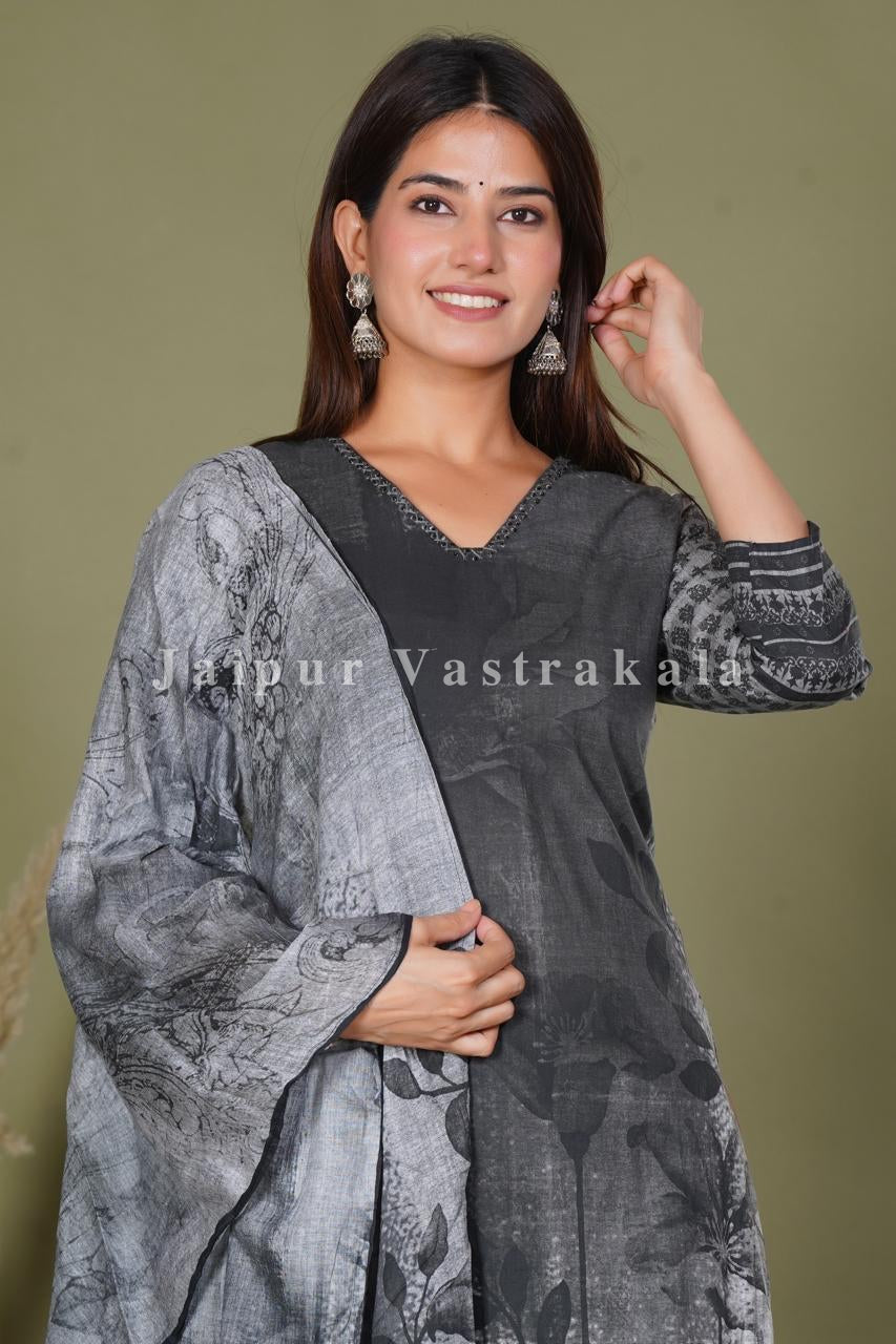 hand block printed kurta set with dupatta