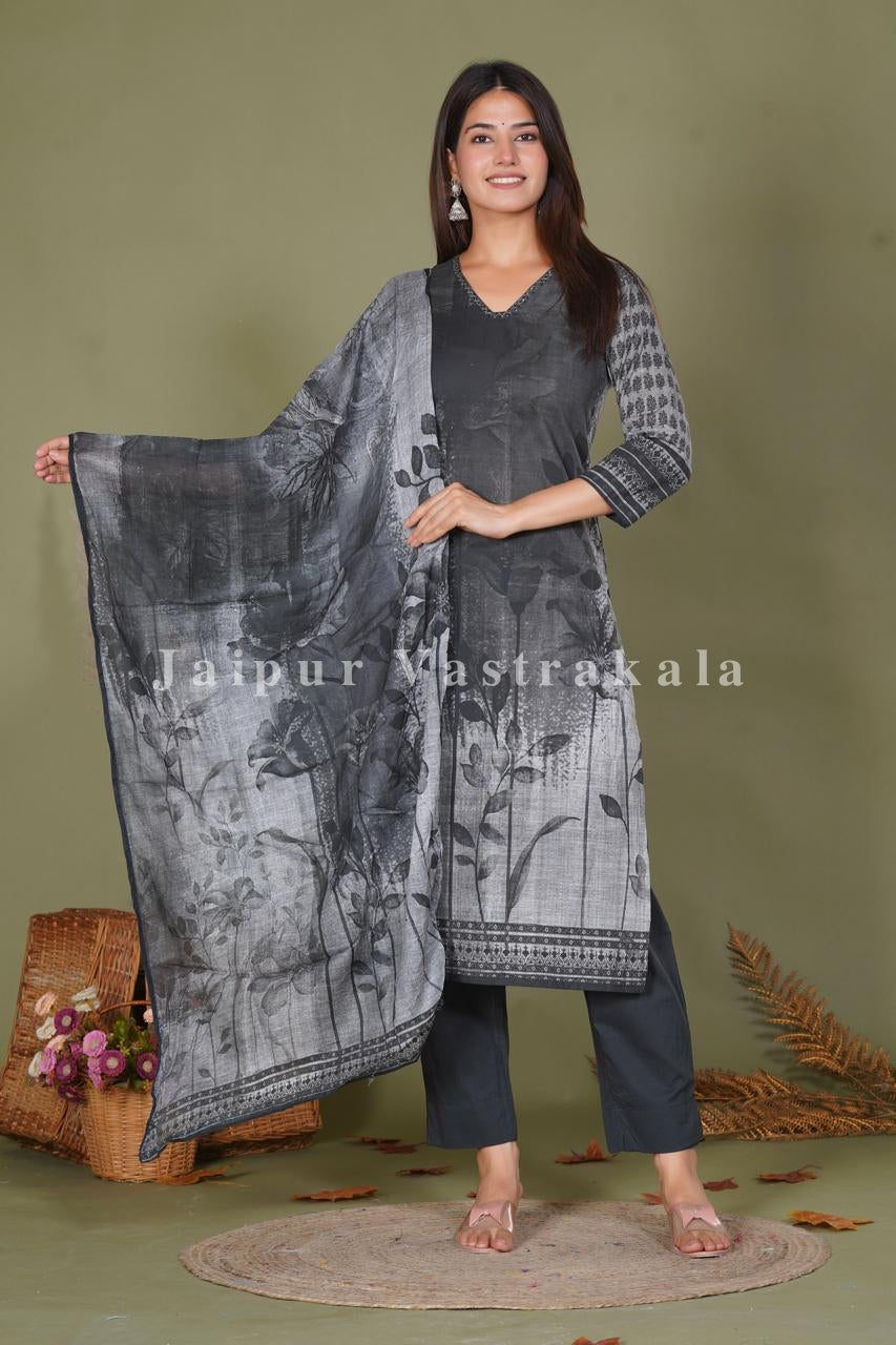 hand block printed kurta set with dupatta