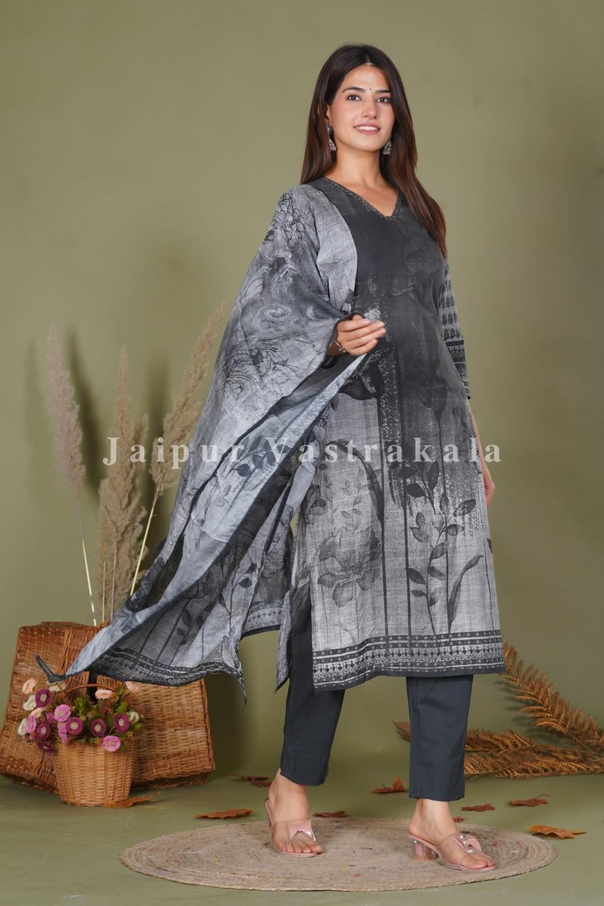hand block printed kurta set with dupatta