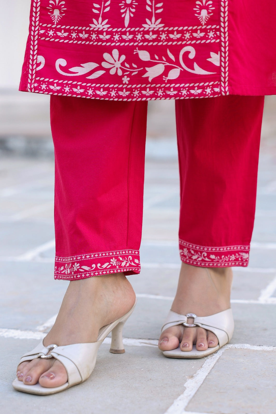 Pink A-line Fusion Cotton Suit