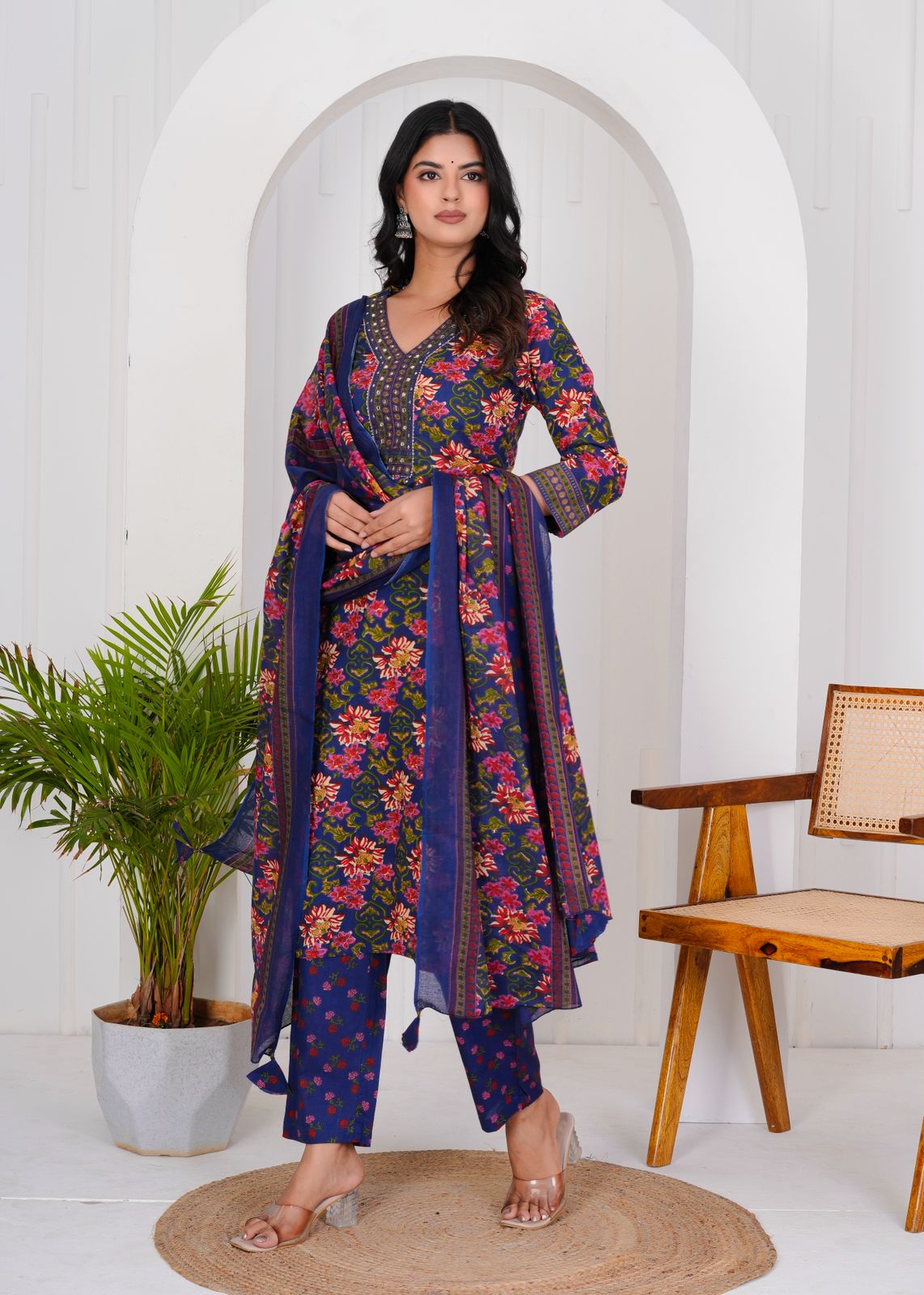 hand block printed kurta set with dupatta