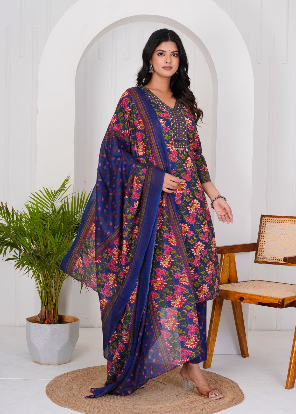 hand block printed kurta set with dupatta