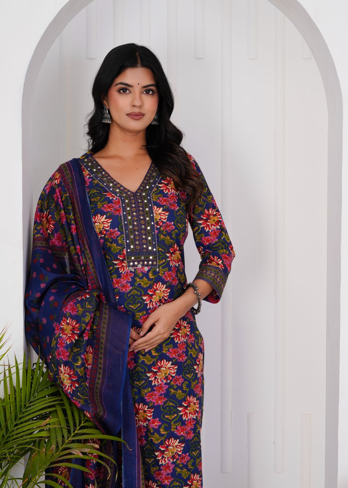 hand block printed kurta set with dupatta