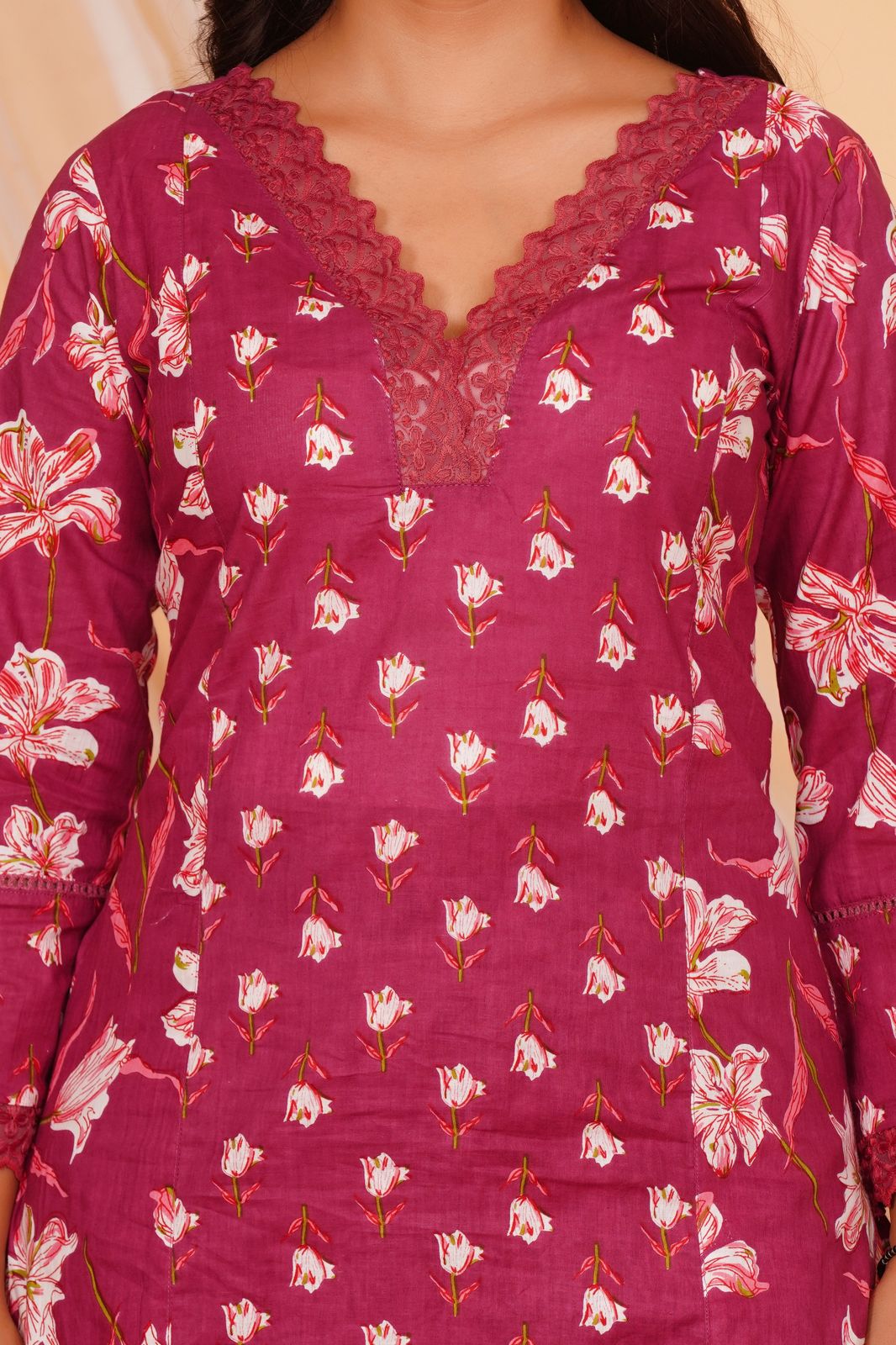 hand block printed kurta set with dupatta
