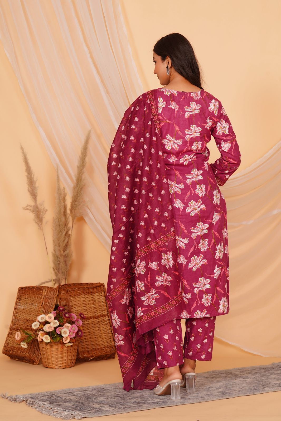 hand block printed kurta set with dupatta