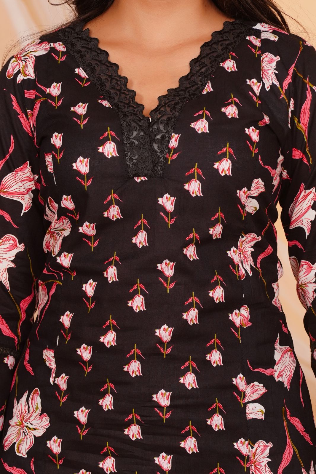 hand block printed kurta set with dupatta