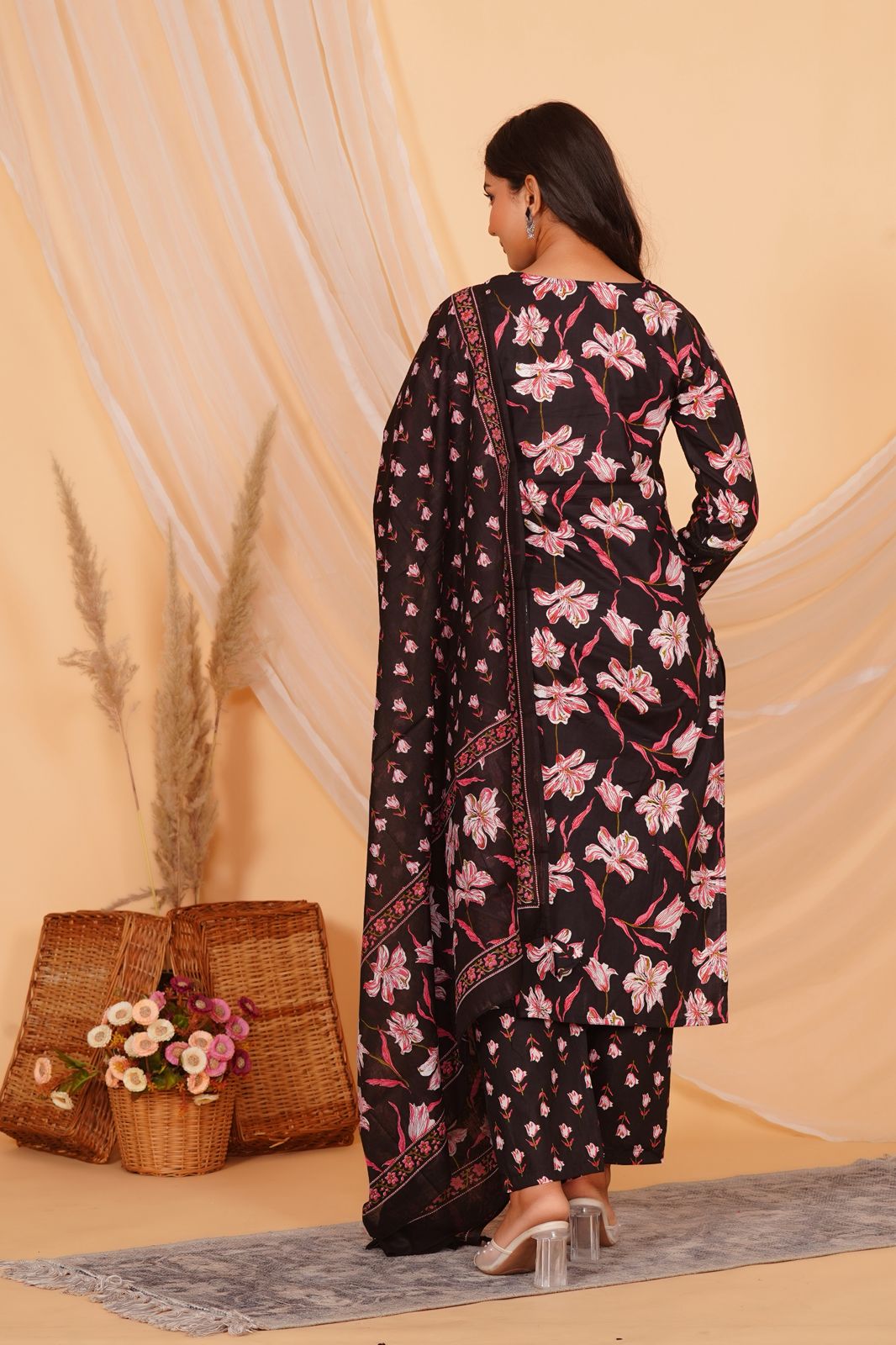 hand block printed kurta set with dupatta