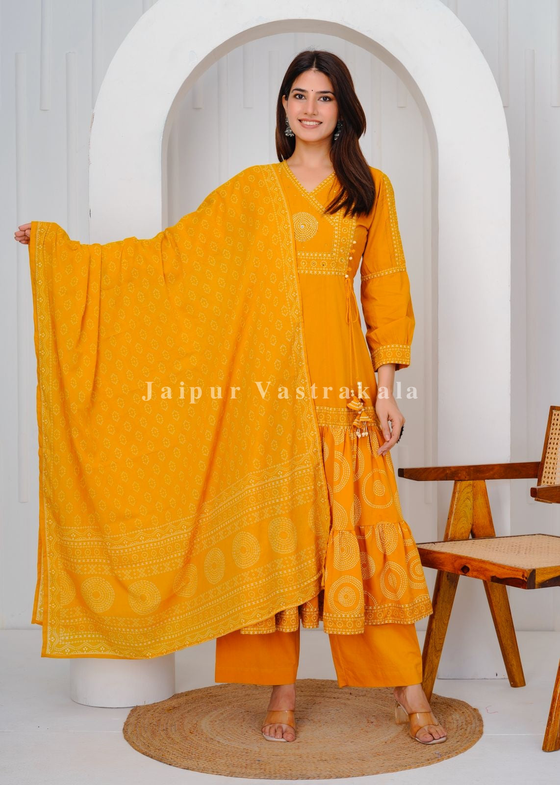 hand block printed kurta set with dupatta