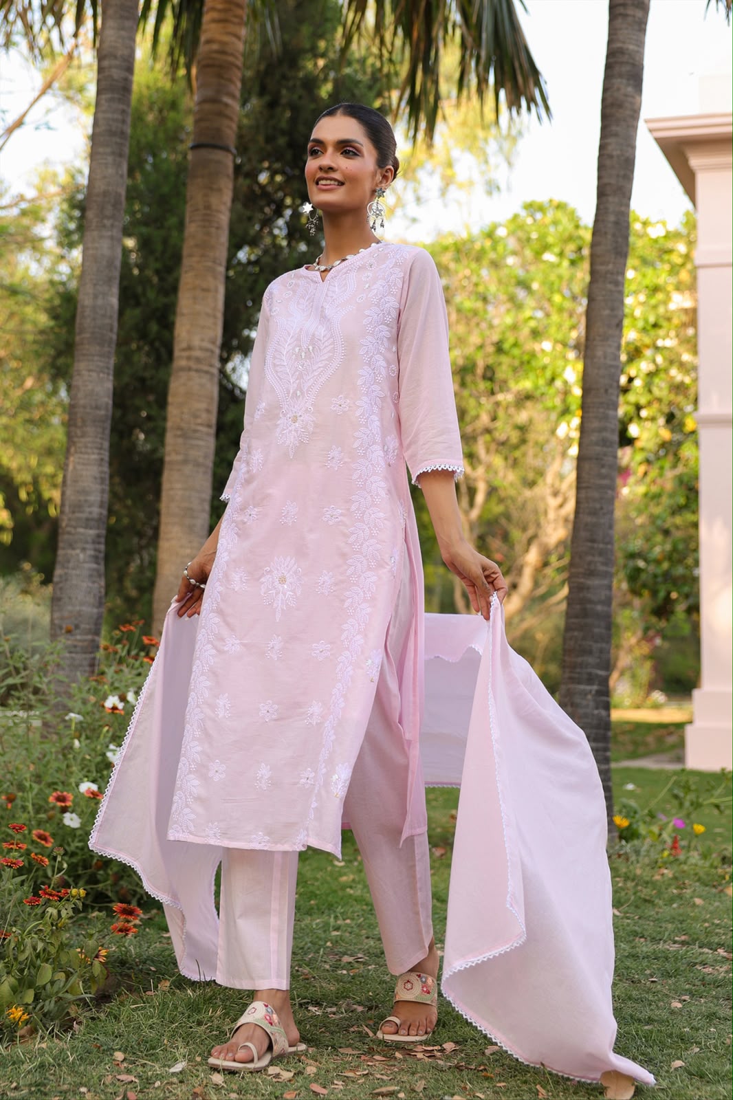 Baby Pink Embroidery Mul Cotton Suit