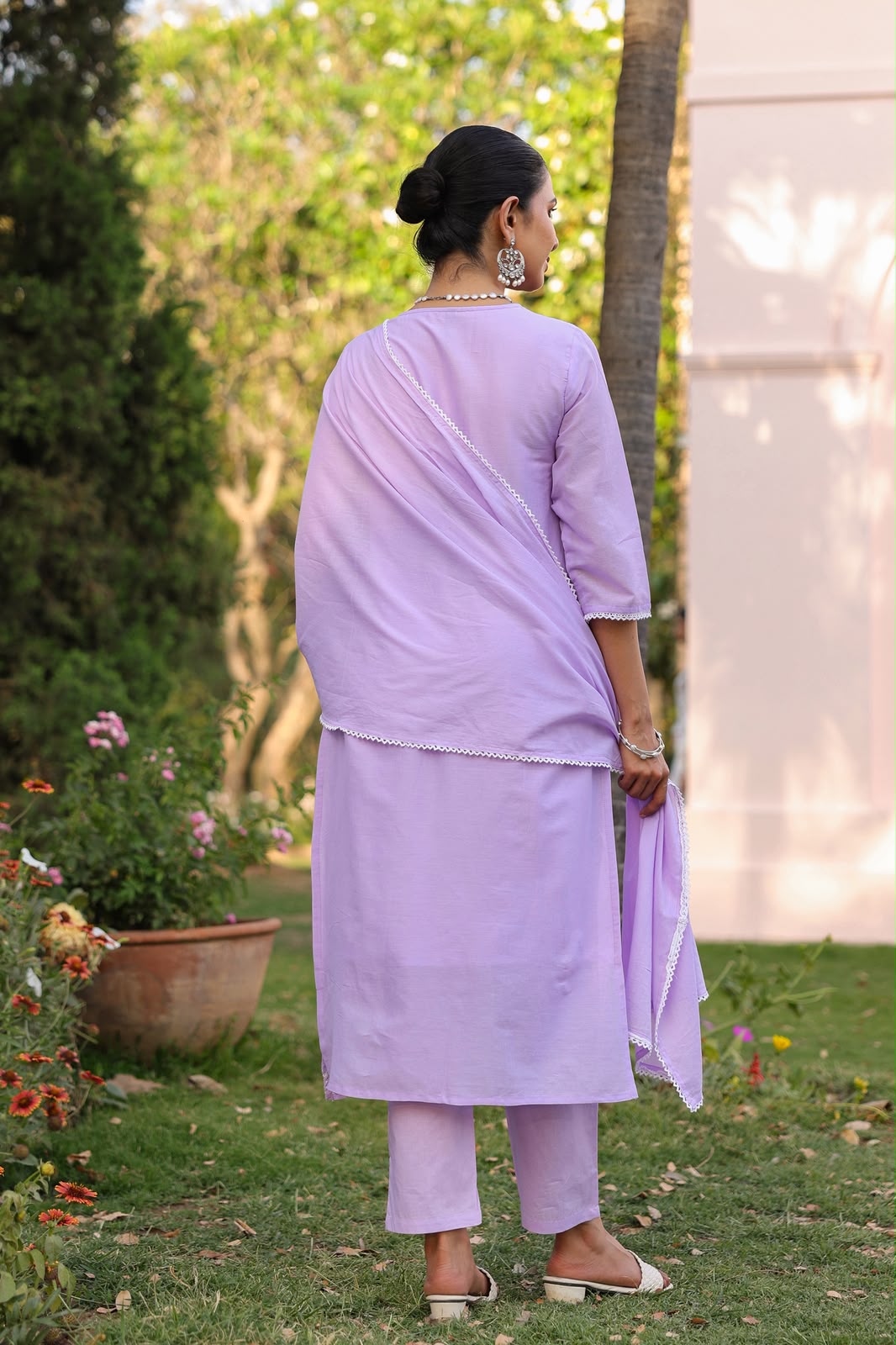 Purple Embroidery Mul Cotton Suit