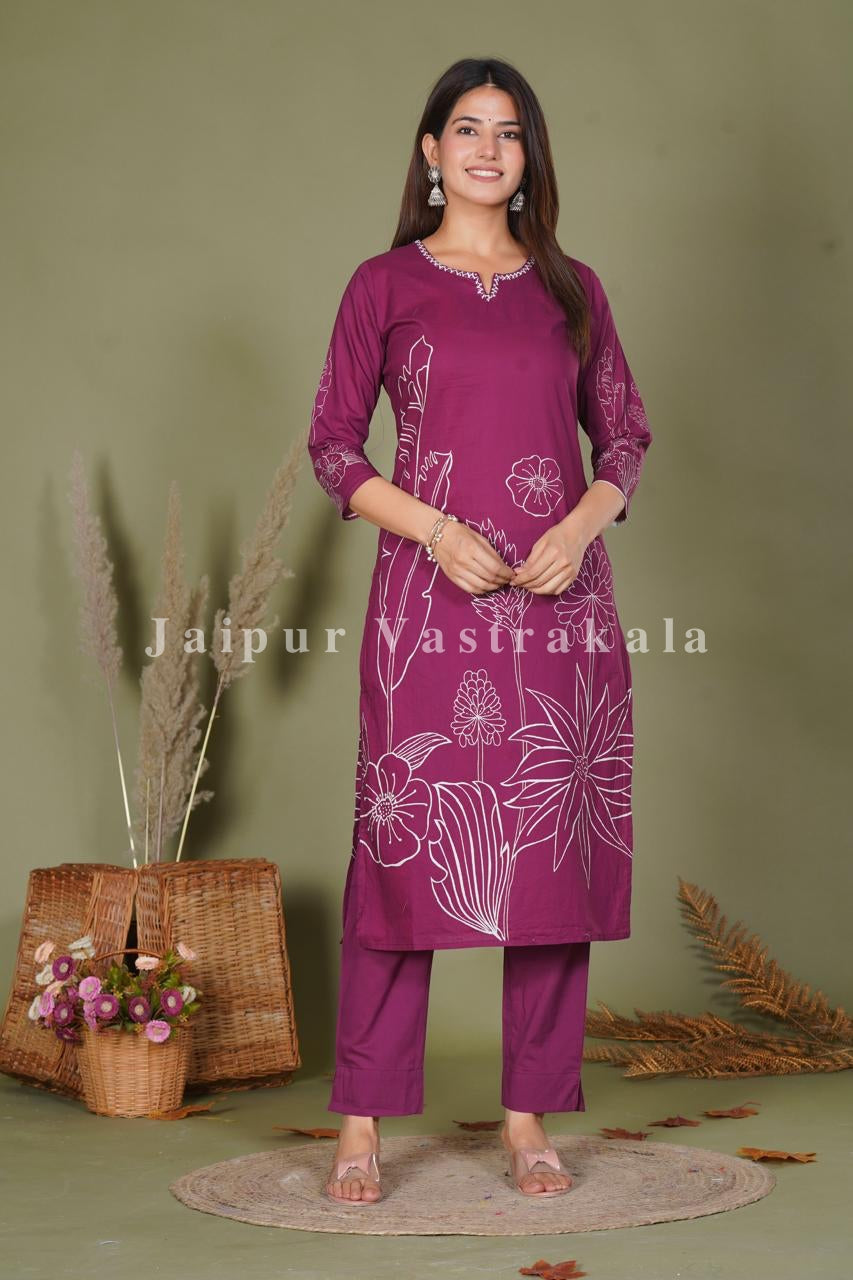hand block printed kurta set with dupatta