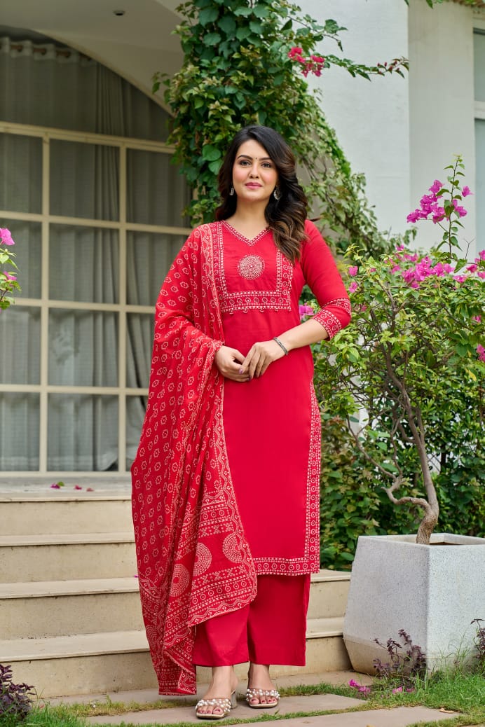 hand block printed kurta set with dupatta
