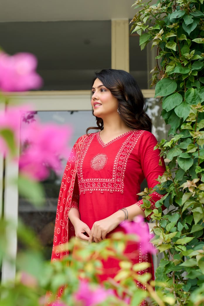 hand block printed kurta set with dupatta