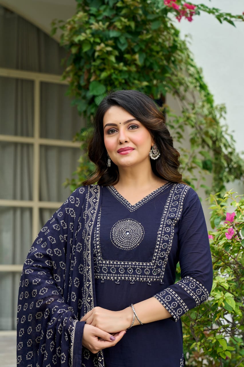 hand block printed kurta set with dupatta