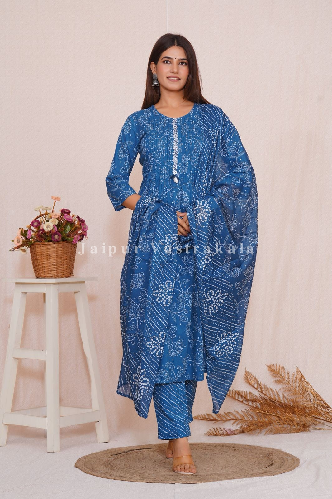 hand block printed kurta set with dupatta