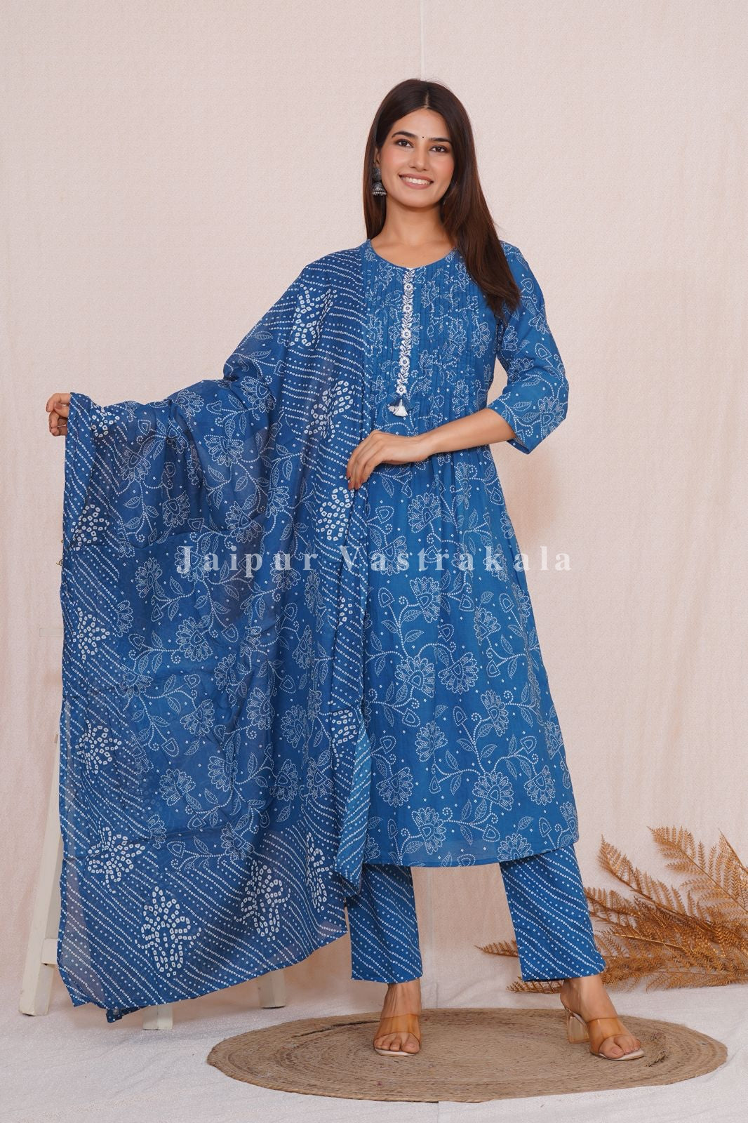 hand block printed kurta set with dupatta