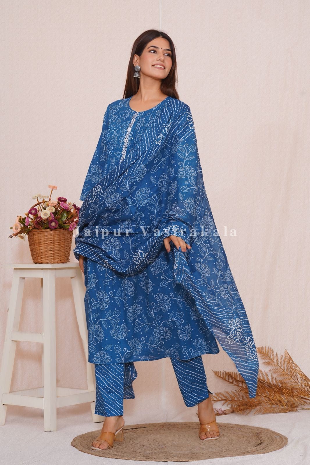 hand block printed kurta set with dupatta