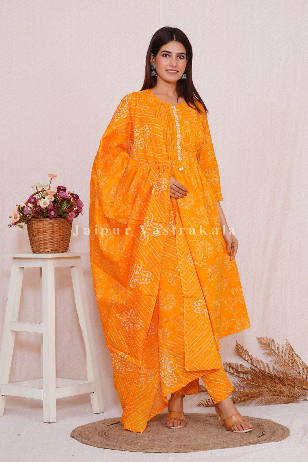 hand block printed kurta set with dupatta