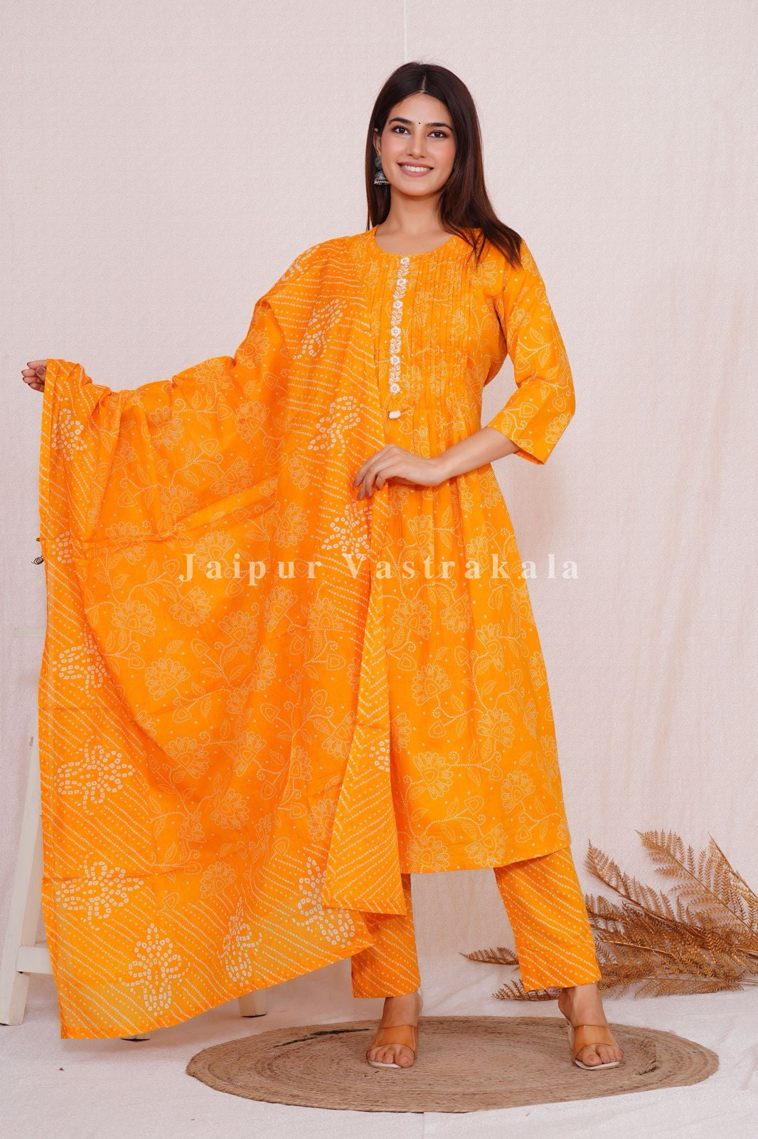hand block printed kurta set with dupatta