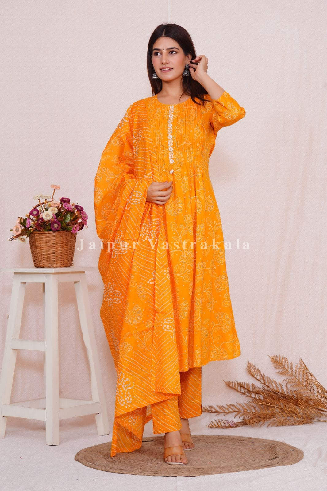hand block printed kurta set with dupatta