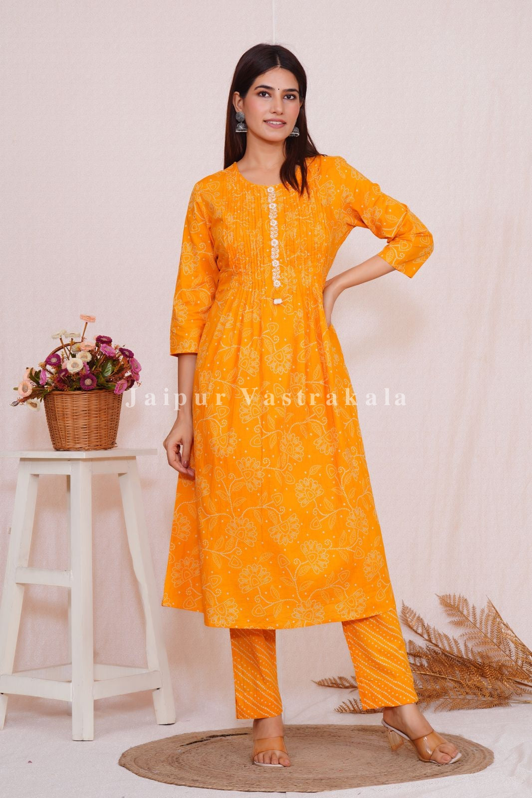 hand block printed kurta set with dupatta